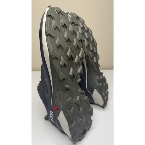 Men’s 11.5 Salomon Black and Red Athletic Hiking Trail Sneakers - Picture 10 of 12